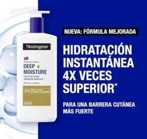 ✨ Neutrogena Fórmula Noruega hidratación profunda. Loción corporal con aceite de almendras y tecnología Pro-ceramida. 400ml.