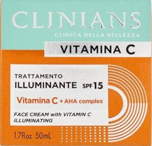 💫CLINIANS | Crema Facial Iluminadora Vitamina C, Energizante, Dermatológicamente Testado, Made in Italy, 50 ml 💫