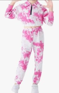 😀 PATPAT Conjunto de ropa deportivo para niñas, teñido 2 piezas