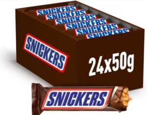 🖤 Pack 24 x 50g Snickers Caramelo y Cacahuete Recubierto de Chocolate con Leche.