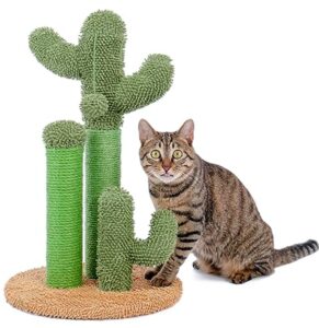 😻 PAWZ Road Postes rascadores de cactus, diseño creativo de árbol de gato, 3 postes en 1 juego, marrón, M 53 cm