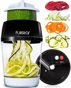 🥒 fullstar Espiralizador de Verduras (4-en-1), Plástico, Acero inoxidable, Negro