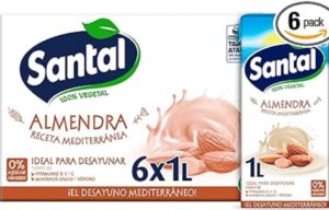 💫 Bebida vegetal Santal Almendra sin azúcar añadido brik 1L – Caja de 6 litros💫