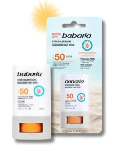 🌞 Babaria. Stick solar facial. Con protección alta 50, aloe vera y manteca de karité.