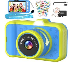 ⚡️Cámara Fotos Infantil, 3,5 Pulgadas de Pantalla Grande 1080P Selfie, Giratorio 360° Flash LED.