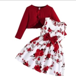 👗 Kunyeah Vestido de niña pequeña con Conjunto de cárdigan