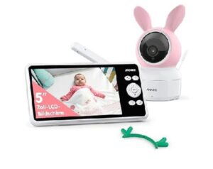 👶 ANNKE Vigilabebés de 5 pulgadas con cámara 1080P HD sin WiFi, cámara de vigilabebés de 2 vías de audio y visión nocturna por infrarrojos, detección de temperatura y movimiento con alarma inteligente