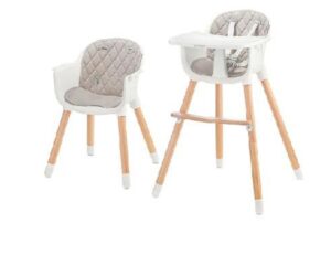 👶Kinderkraft SIENNA Trona bebé, Portatil, Silla, Ergonómica, Fácil de limpiar, Patas de Madera, Bandeja Extraíble, para niños, 6 Meses 