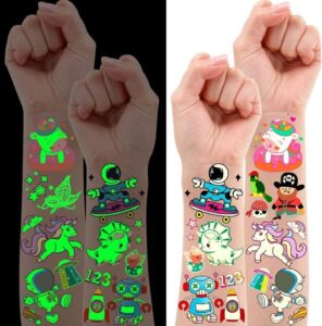 🐟 30 hojas de tatuajes temporales luminosos