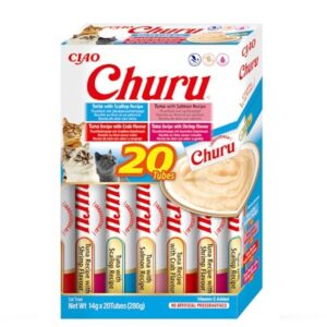 🐟 20 tubos de premios de puré Churu para gatos