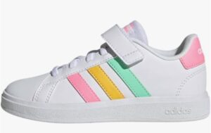 😀 adidas Grand Court Elastic Lace and Top Strap Shoes, Zapatillas de Tenis Unisex Niños.