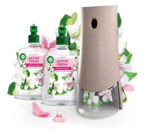 🌞 Air Wick. Spray automático con 2 recambios de flor de jazmín.