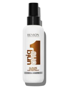 🌟 Revlon UniqOne. Protector térmico e hidratante para el pelo. Con fragancia de coco.
