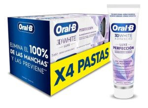 🌞 Oral-B 3D White Advanced Luxe. Pack 4 tubos de pasta de dientes blanqueadora sabor hierbabuena.