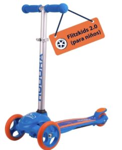 😀 HUDORA Scooter Flitzkids 2.0 I Patinete para niños resistente con amplia plataforma de tres ruedas, ajustable en altura y portátil.