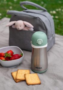 💦 BÉABA, Cantimplora/Vaso Infantil Acero Inoxidable 2 en 1, Conservación de Frío/Calor, 350 ml