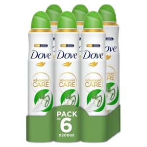 💚 Pack de 6 desodorantes en spray Dove Advance Care de pepino.