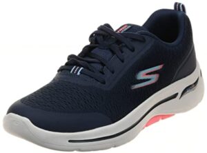 ®️ Skechers 124887 Nvpk, Zapatillas Mujer, Tela Azul Marino, Ribete Rosa