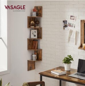 🏠 VASAGLE EstanterÍa de Esquina en Pared, EstanterÍa Esquinera de 5 Niveles