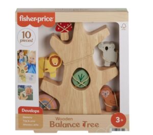 🖤 Fisher-Price Árbol con Animales De Madera, Juguete de Equilibrio con 10 Piezas Fabricadas con Material Certificado Fsc, 3 Años (HXT87) .