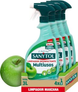 🐟 4 botellas de limpiador desinfectante Sanytol Multiusos Manzana