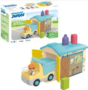 🖤 PLAYMOBIL Junior 71686 Camión de Obras con Garaje.