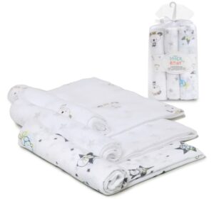 🖤 Pack 3 uds Interbaby Muselinas Bebe Algodón 80x80cm, Gasas para Bebes Recién Nacidos.