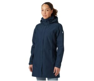〽️ Helly Hansen Mujer Chubasquero Largo Aden, Azul Marino