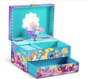🖤 CRAZE Joyero Musical Niña,Caja de Música con Cajón Extraíble, Interior Aterciopelado, Espejo y Unicornio Giratorio.
