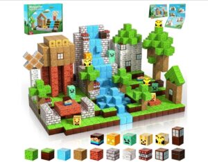 🖤 ToyUnited Juguete 100 bloques de construcción magnéticos, tipo Minecraft, a partir de 4 años.