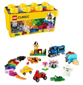 👶 LEGO Caja de Ladrillos Creativos Mediana con Base Verde, Coches y Animales