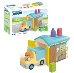 🤩 Playmobil Junior. Camión de obras con garaje .