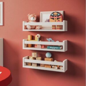🌟 Juego de 3 estantes de pared de madera maciza. Ideal para habitación infantil.