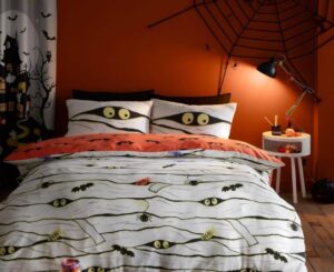 🖤 Bedlam Funda Nórdica Momia Espeluznante Halloween Tamaño Individual (140 x 200cm).