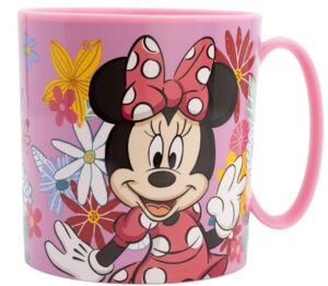 🖤 Taza infantil de plástico reutilizable para microondas de 390 ml Minnie Mouse.