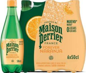 🐟 6 botellas de agua mineral con gas Maison Perrier con sabor naranja