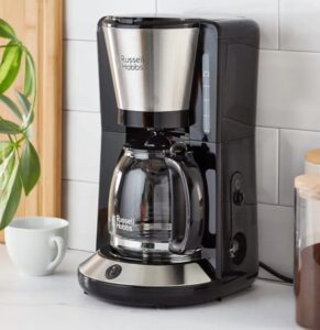 ☕ Russell Hobbs. Cafetera de goteo de 10 tazas. Negro mate y acabados en acero inoxidable.