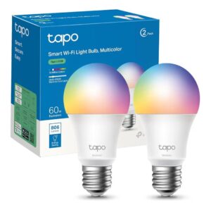 💡 Tapo. Pack de 2 bombillas inteligente wifi, multicolor y regulables. Compatibles con Alexa y Google Home.
