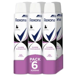 ⚡ BLACK FRIDAY ⚡ Rexona invisible. Pack de 6 desodorantes en aerosol.