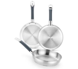 🍳Set 3 sartenes Bra en acero inoxidable ⭐️ aptas para inducción y vitro