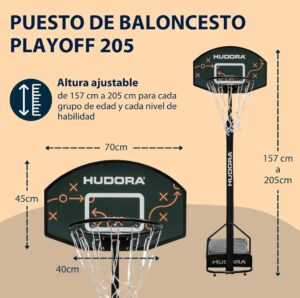 🐟 Canasta de baloncesto Hudora Playoff 205 con altura ajustable