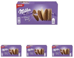 😀  Pack de 4 Milka Choco Finas Galletas con Chocolate con Leche de los Alpes 126g .