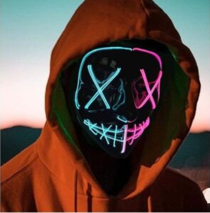 🖤 JIAJIAYI Máscara Iluminada Halloween LED con 3 Modos de Iluminación.