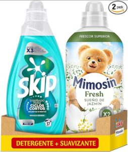 💫Skip Ciclos Cortos Eficacia Express 37Lav   Mimosín Suavizante Concentrado Sueño de Jazmín 56 lavados 💫