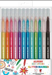 🐟 12 rotuladores de colores con purpurina Alpino Glitter Marker