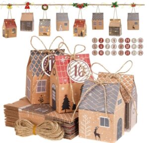 😀 I LOVE MOM Calendario de Adviento para rellenar, 24 cajas de regalo de fiestas navideñas colgadas o configuradas, decoración navideña.
