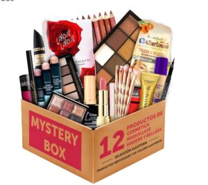 〽️ 12 Productos de Cosmética y Maquillaje, Perfumeria y Accesorios en Cajita Regalo para Mujer, Valorada en  25 €