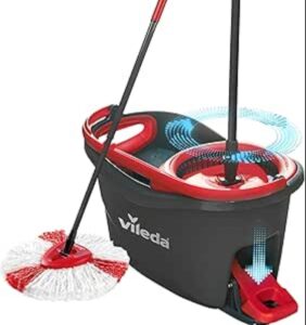 💫Vileda Turbo Juego de Cubo de fregona para Suelos giratoria con Pedal 