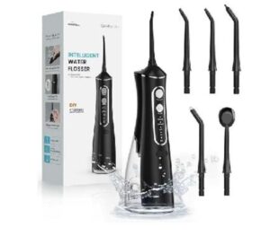 👄💧Irrigador Dental Portátil con 5 Boquillas, Depósito de 300 ML, Irrigador Bucal Inalámbrico Profesional con 4 Modos